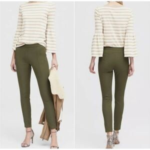 Banana Republic Devon Olive Green Flat Stretch Seamed Legging Side Zip Size 0